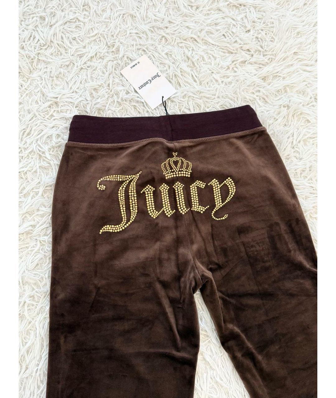 JUICY COUTURE Коричневые велюровые спортивные брюки и шорты, фото 3
