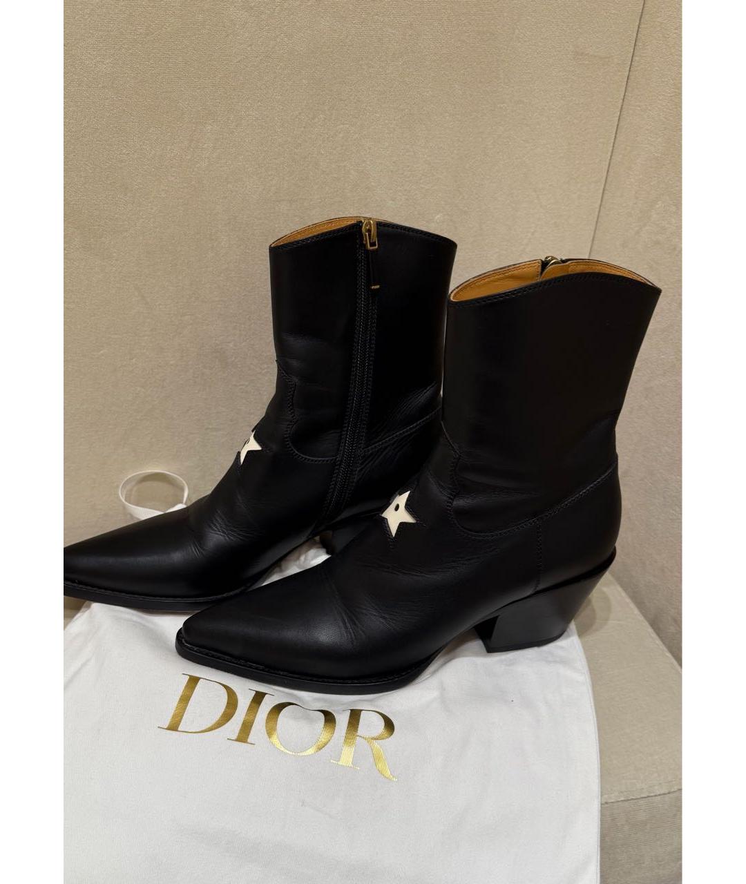 CHRISTIAN DIOR Черные кожаные полусапоги, фото 5