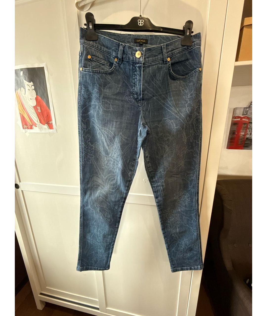 ESCADA Голубые хлопко-эластановые джинсы слим, фото 8