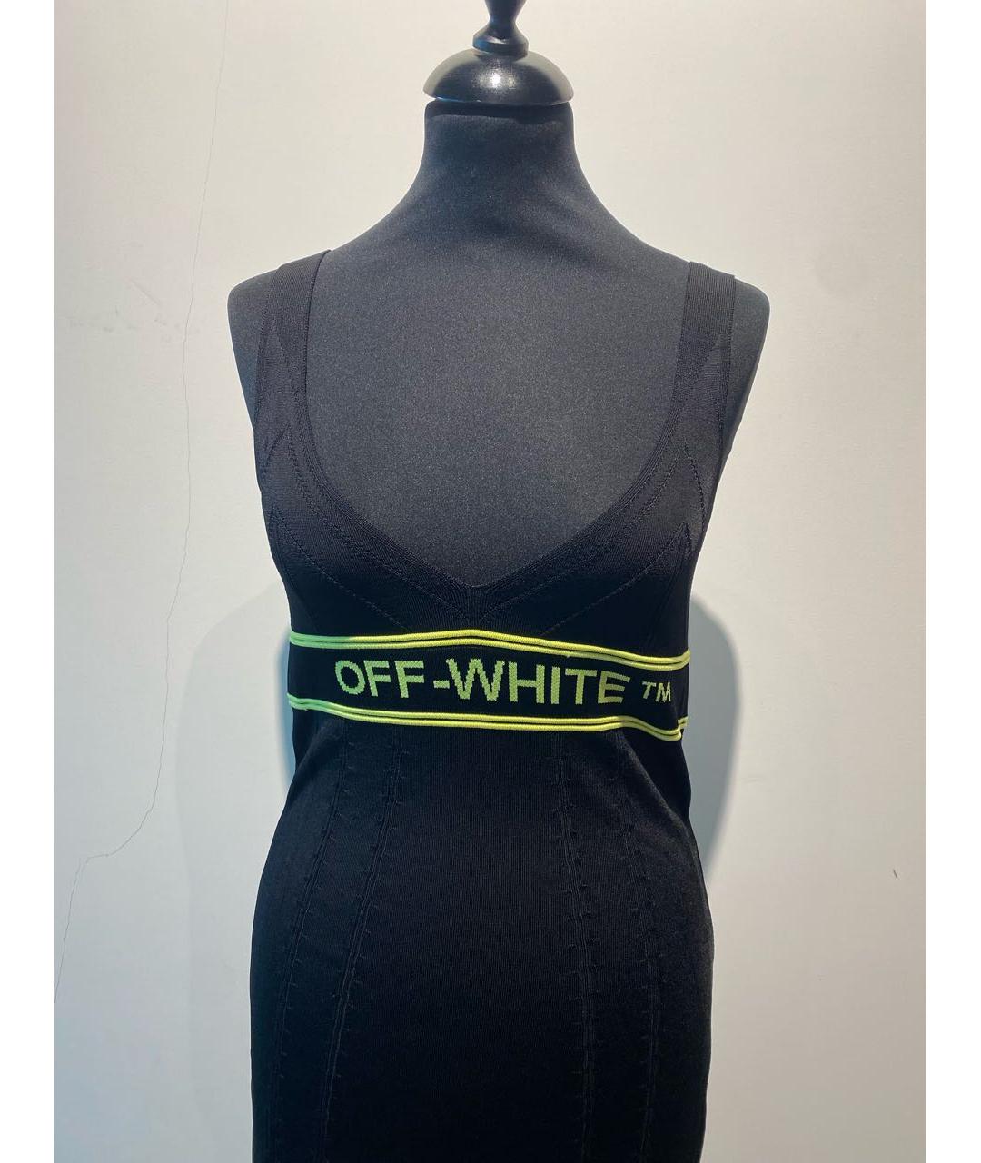 OFF-WHITE Черное вискозное повседневное платье, фото 3