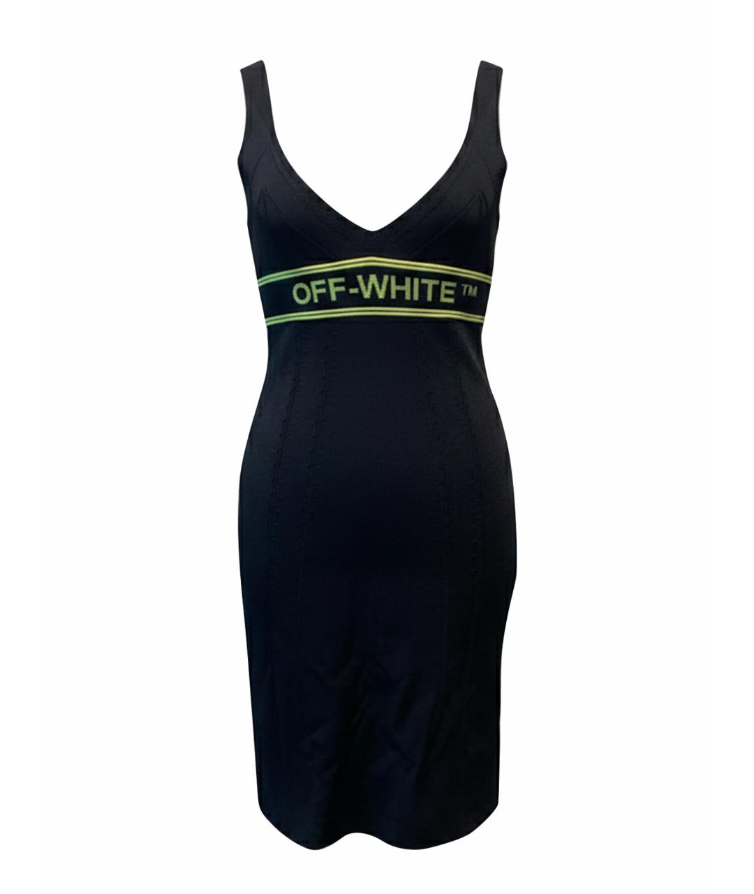OFF-WHITE Черное вискозное повседневное платье, фото 1