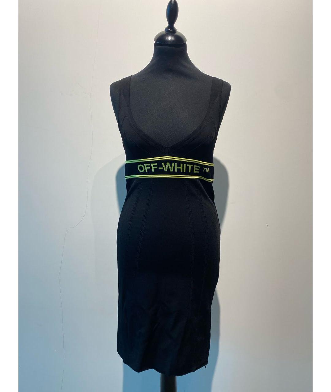 OFF-WHITE Черное вискозное повседневное платье, фото 6