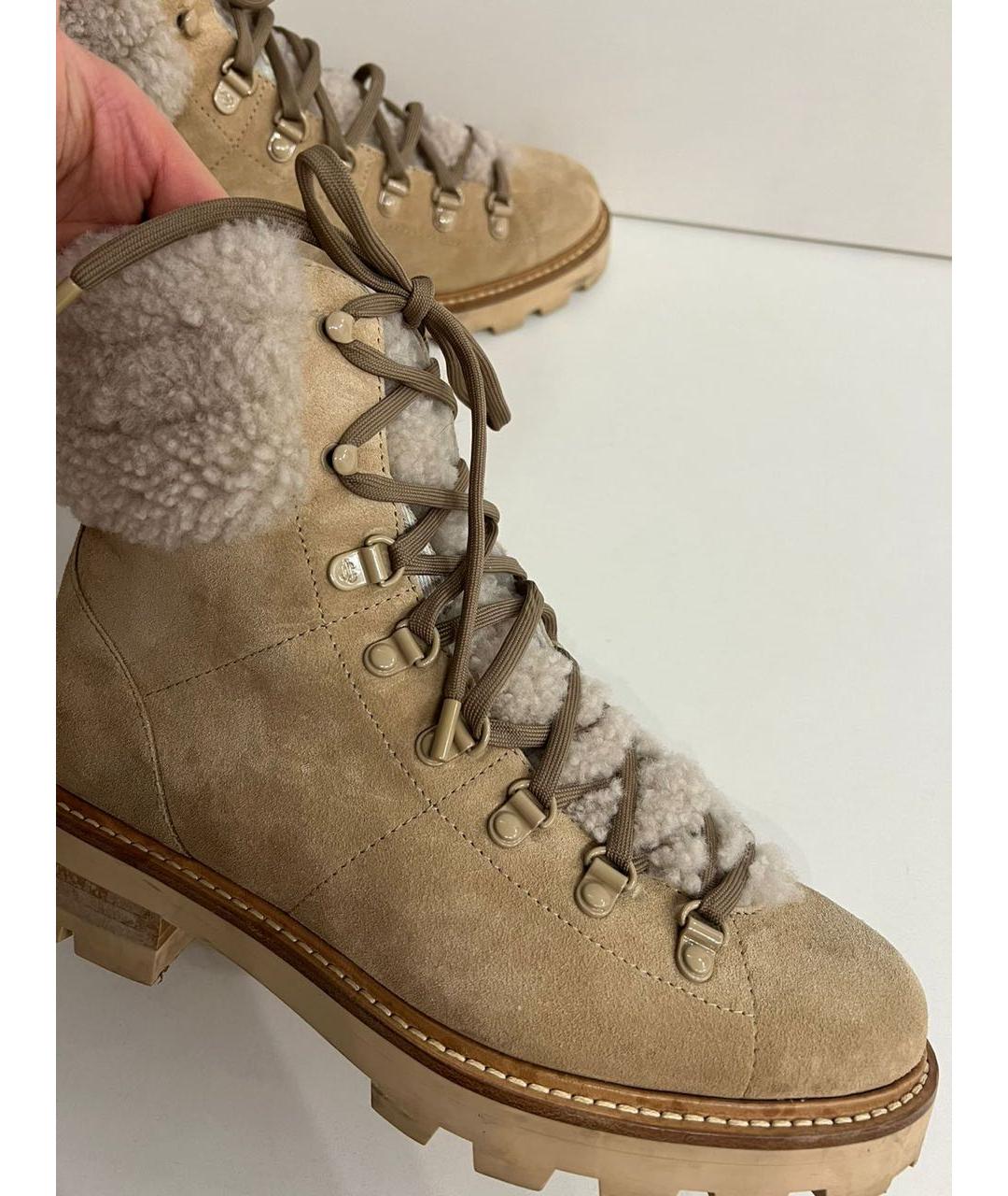 JIMMY CHOO Бежевые замшевые ботинки, фото 2