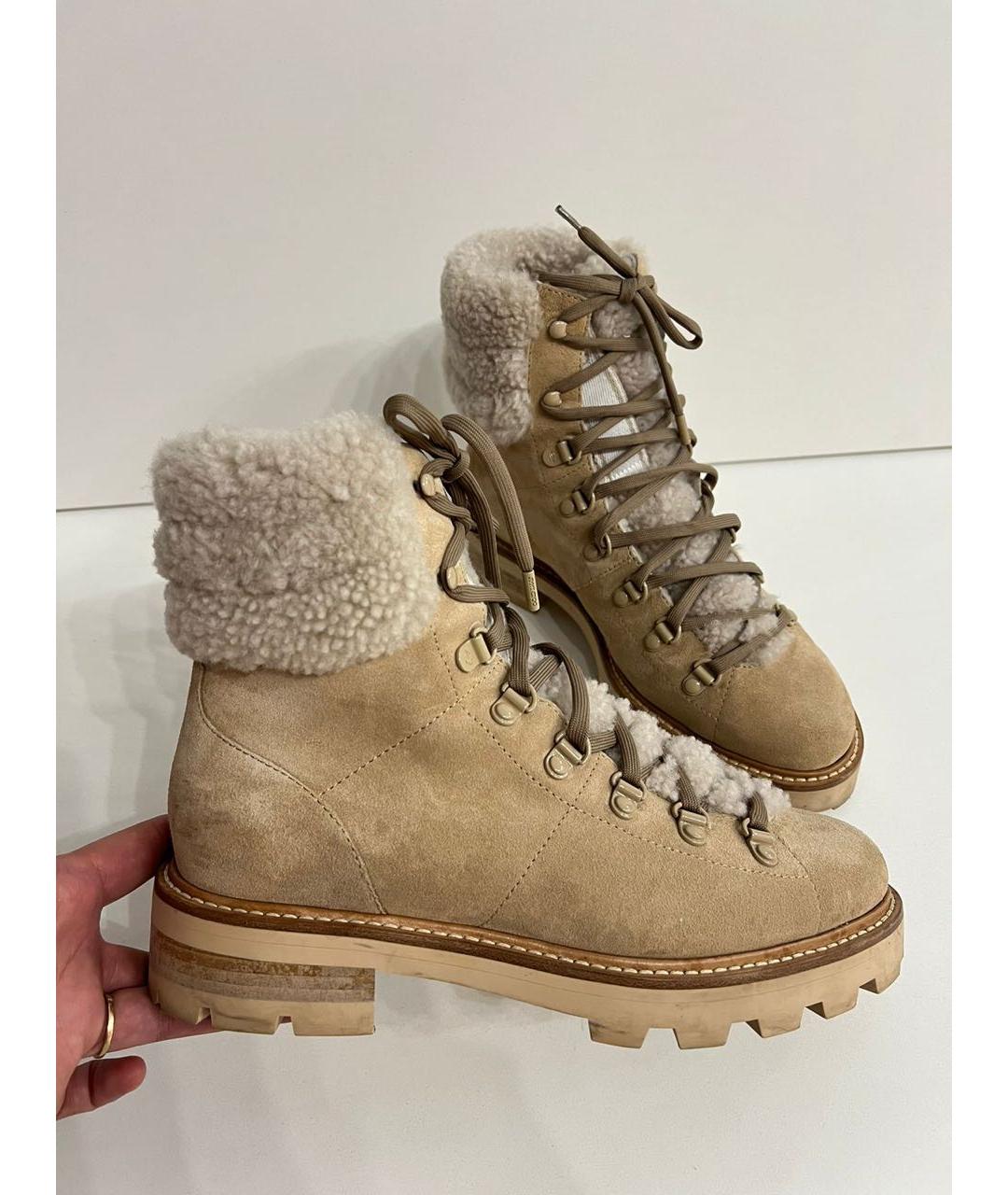 JIMMY CHOO Бежевые замшевые ботинки, фото 3