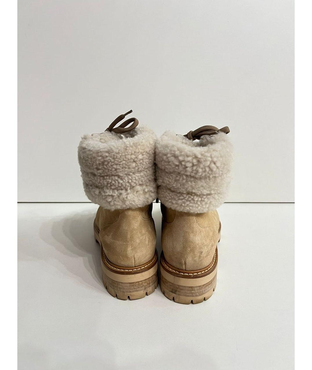 JIMMY CHOO Бежевые замшевые ботинки, фото 7