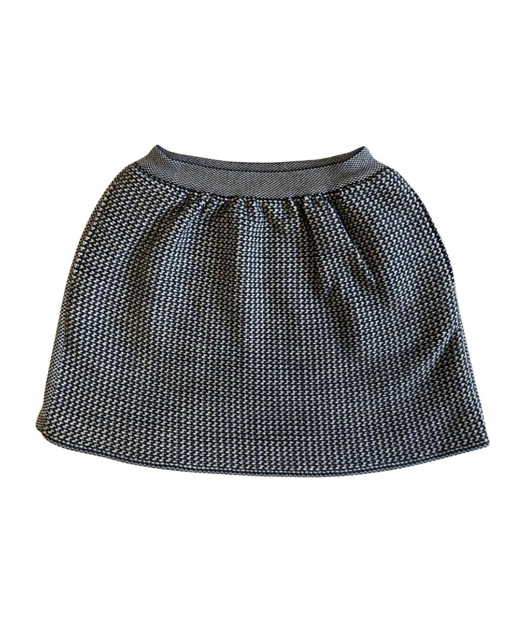 BALENCIAGA Темно-синяя шерстяная юбка мини, фото 1