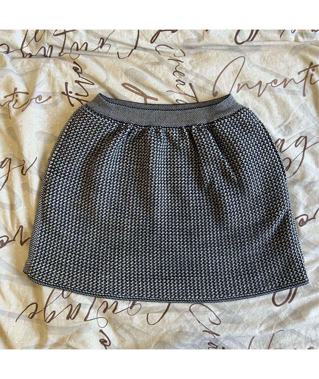 BALENCIAGA Темно-синяя шерстяная юбка мини, фото 8