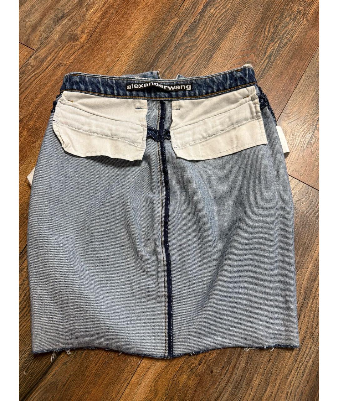 ALEXANDER WANG Синяя хлопковая юбка мини, фото 3