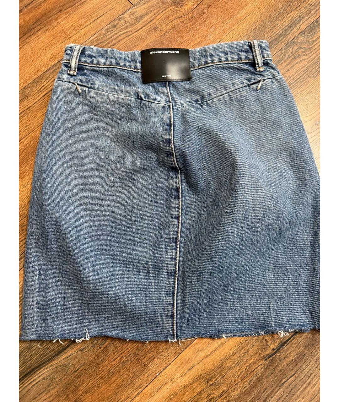 ALEXANDER WANG Синяя хлопковая юбка мини, фото 2