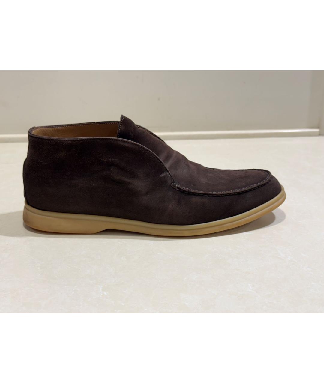 LORO PIANA Коричневые замшевые лоферы, фото 9