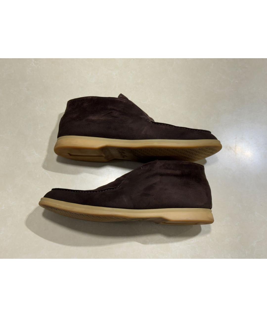 LORO PIANA Коричневые замшевые лоферы, фото 7