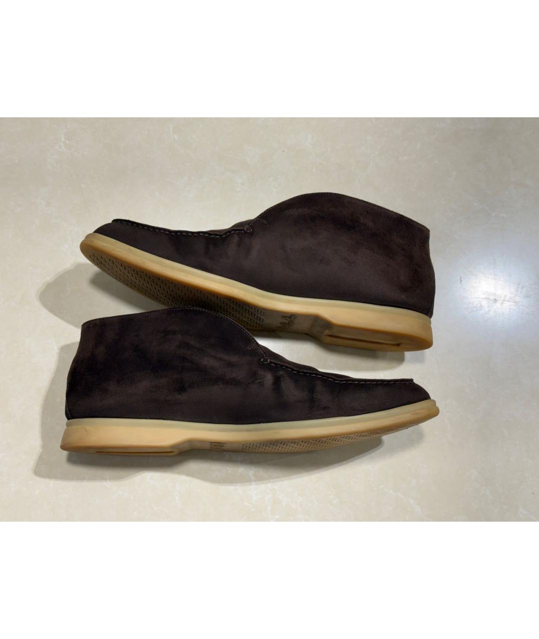 LORO PIANA Коричневые замшевые лоферы, фото 6