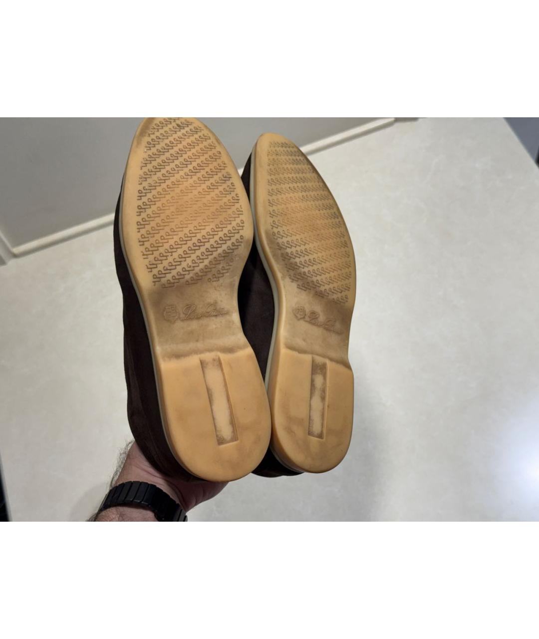 LORO PIANA Коричневые замшевые лоферы, фото 5