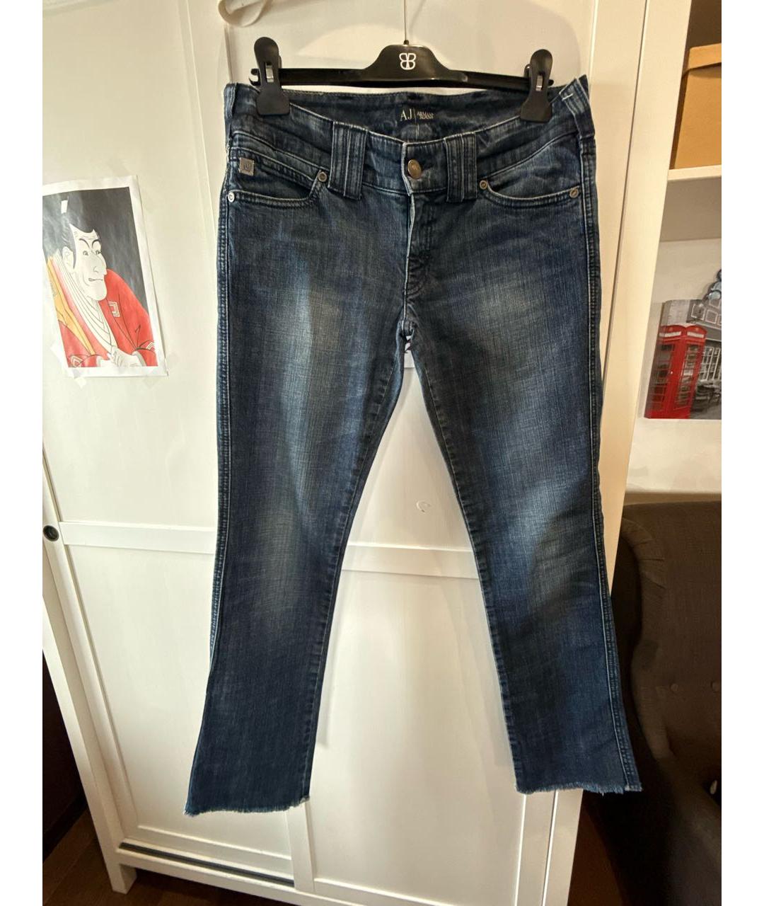 ARMANI JEANS Синие хлопковые прямые джинсы, фото 8