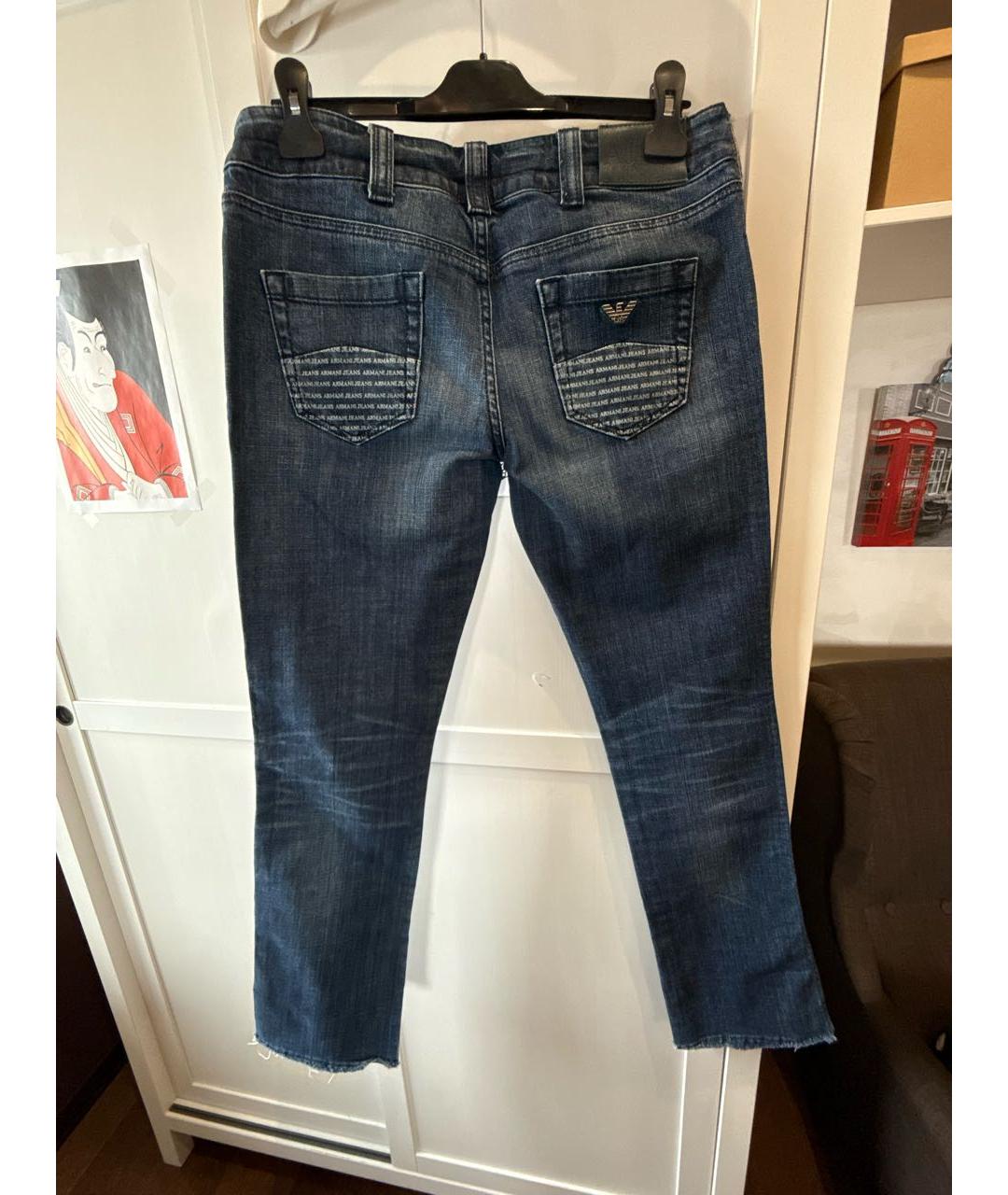 ARMANI JEANS Синие хлопковые прямые джинсы, фото 2