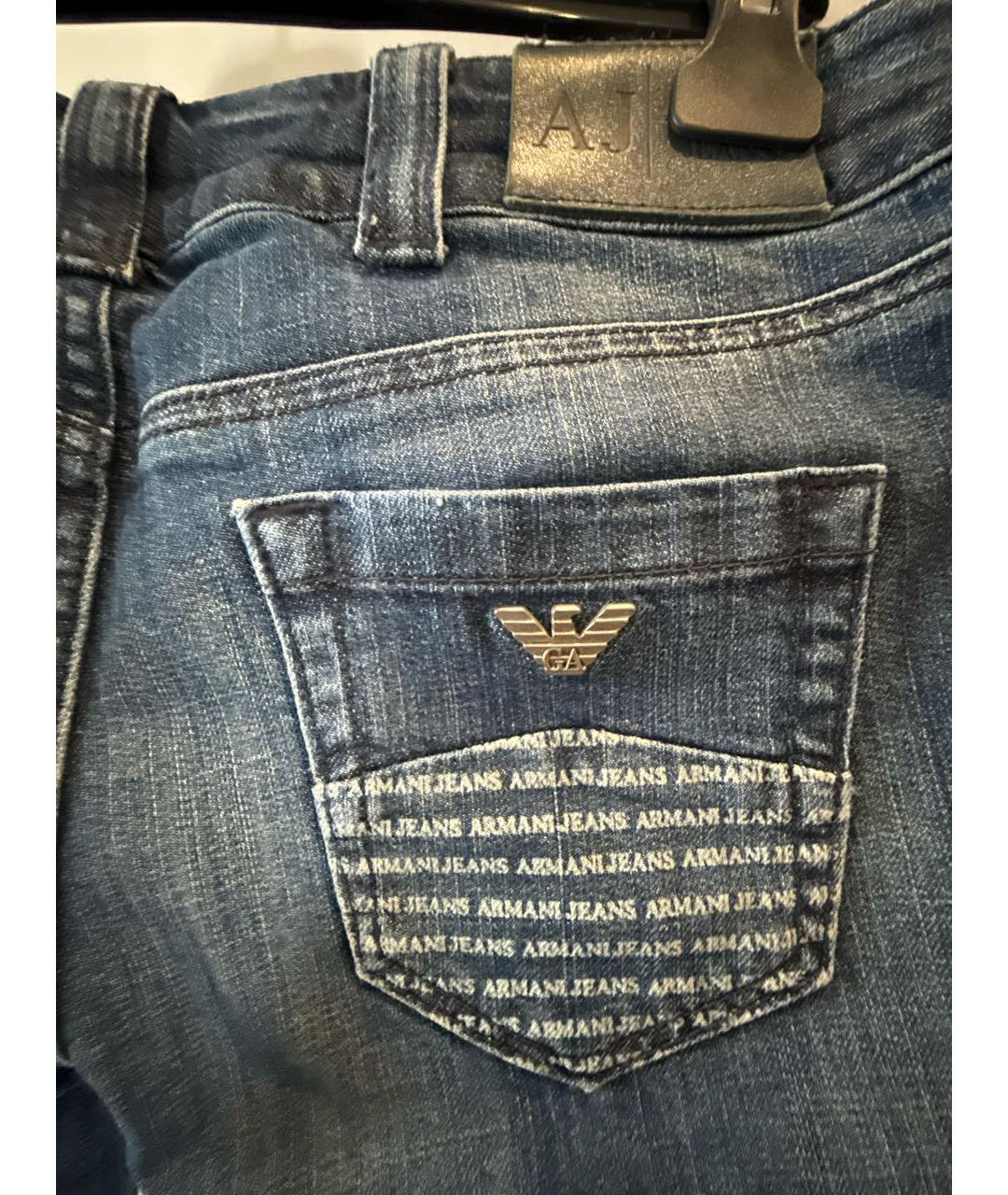 ARMANI JEANS Синие хлопковые прямые джинсы, фото 4