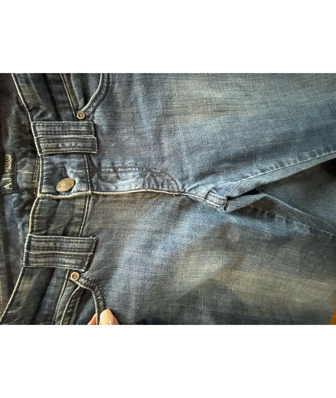 ARMANI JEANS Синие хлопковые прямые джинсы, фото 6