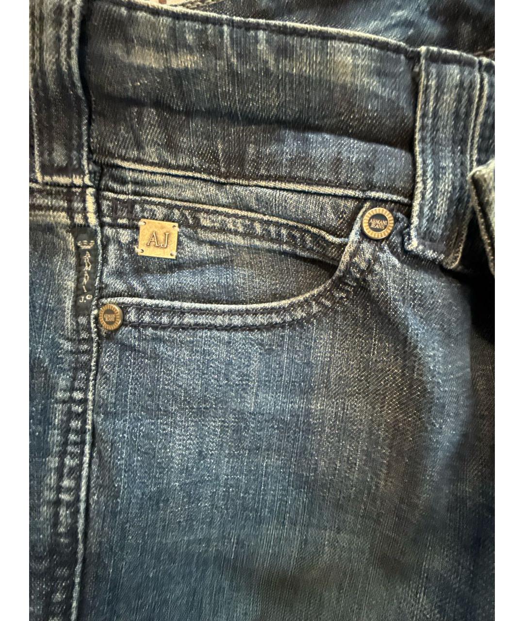 ARMANI JEANS Синие хлопковые прямые джинсы, фото 5