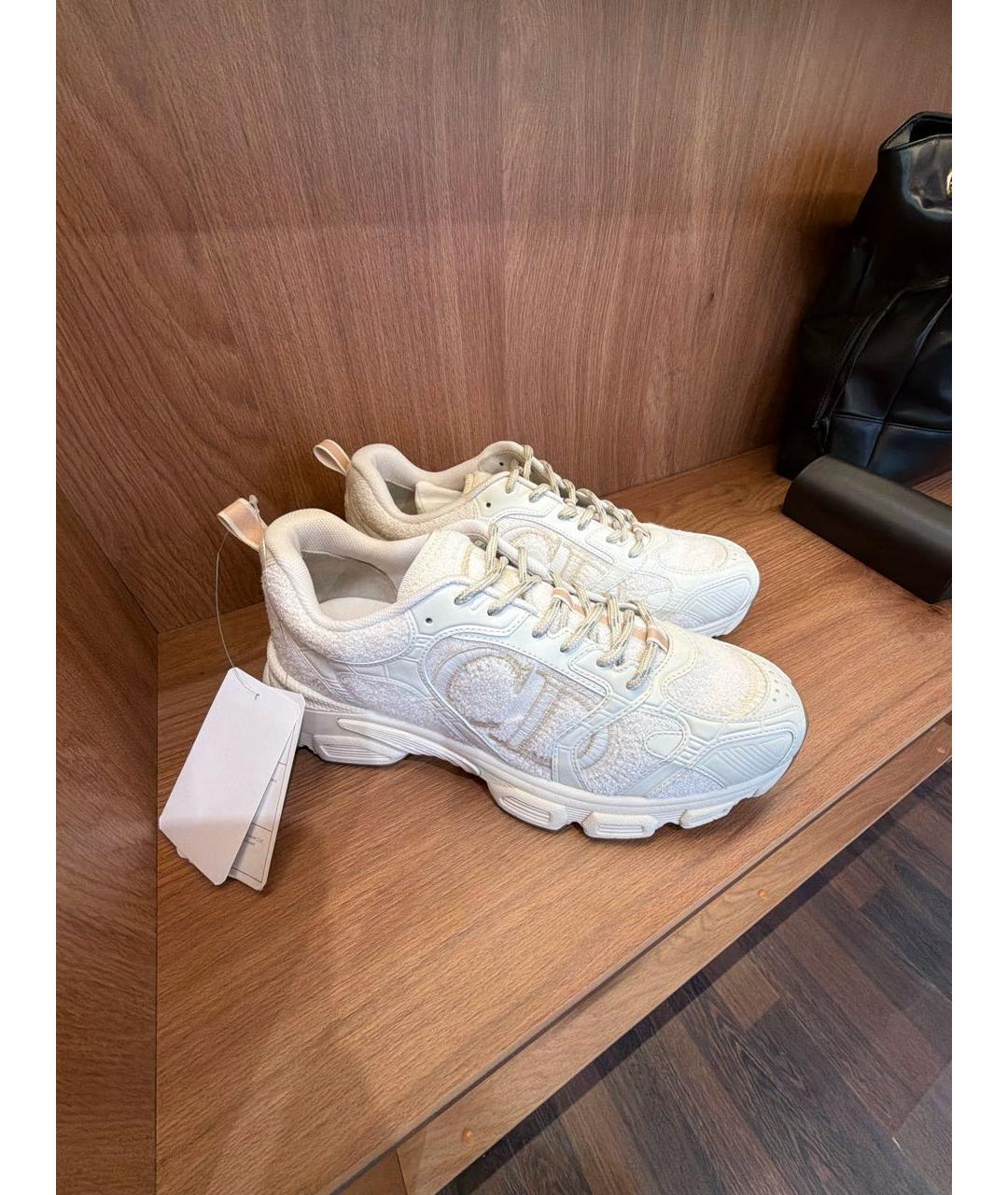 CHRISTIAN DIOR Бежевые текстильные кроссовки, фото 5