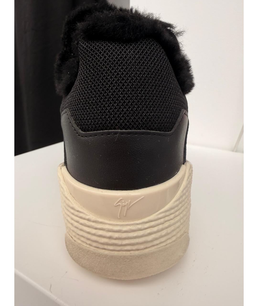 GIUSEPPE ZANOTTI DESIGN Черные кожаные низкие кроссовки / кеды, фото 4