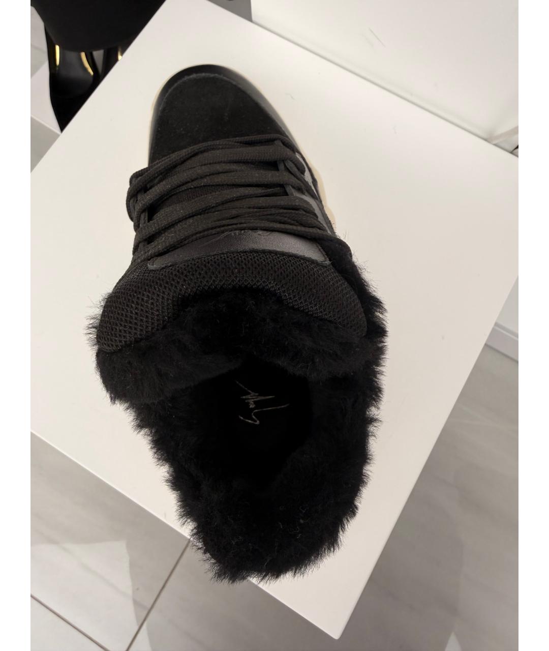 GIUSEPPE ZANOTTI DESIGN Черные кожаные низкие кроссовки / кеды, фото 3