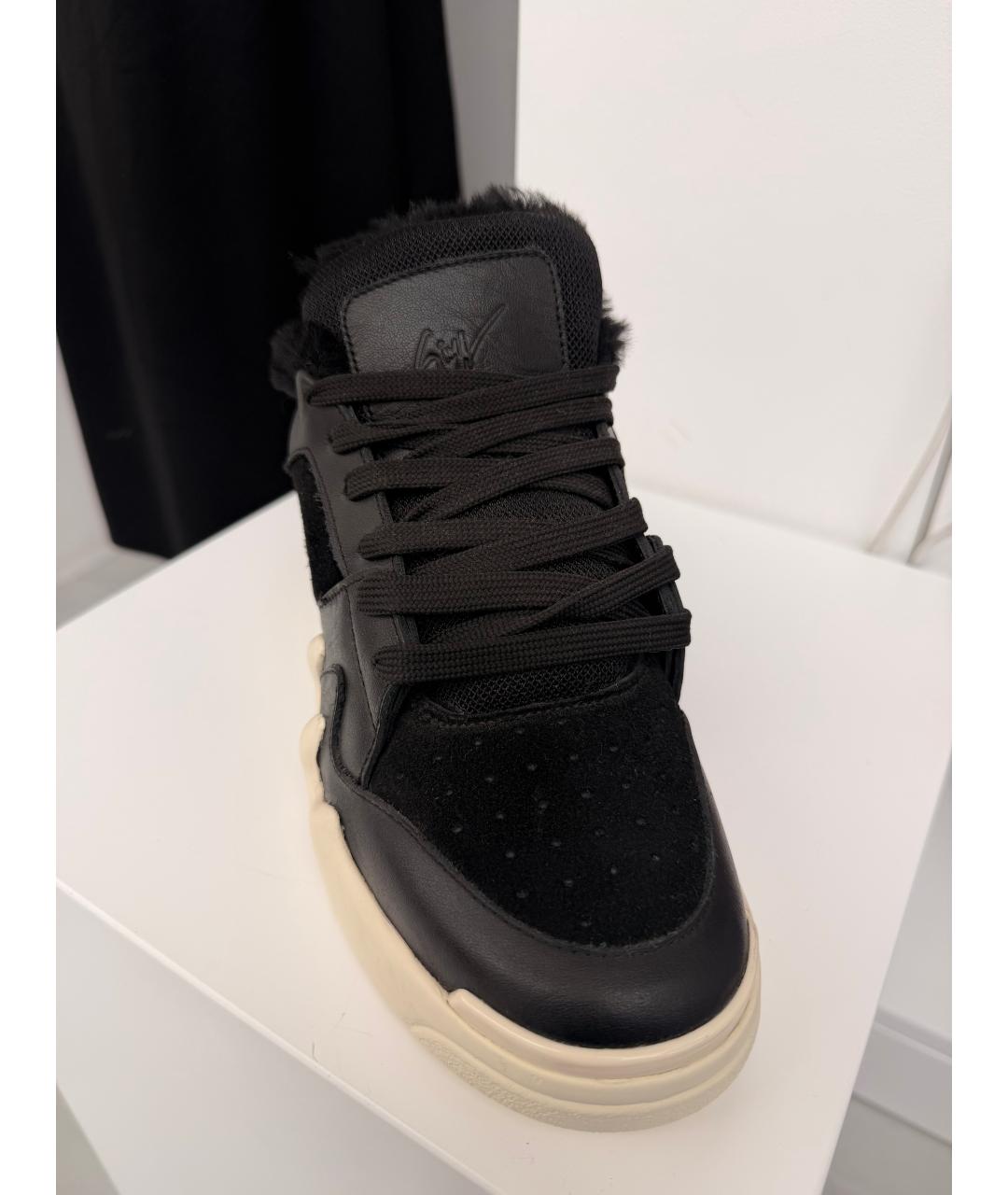 GIUSEPPE ZANOTTI DESIGN Черные кожаные низкие кроссовки / кеды, фото 2