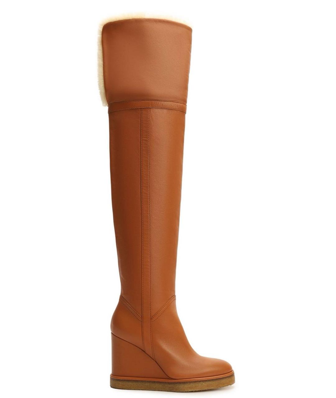 CELINE Коричневые кожаные ботфорты, фото 1