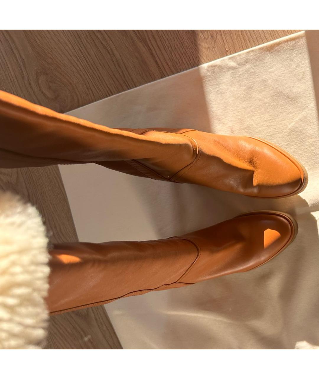 CELINE Коричневые кожаные ботфорты, фото 3