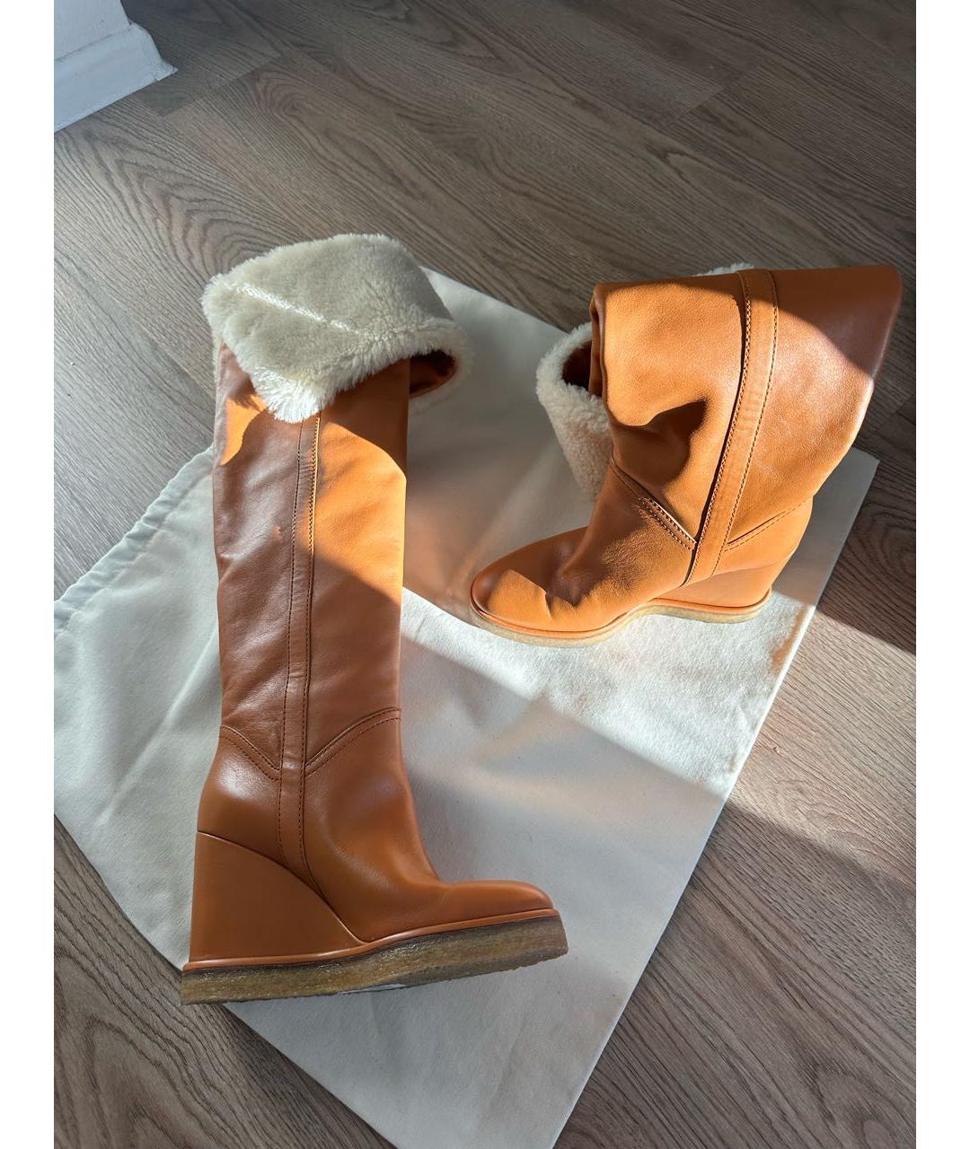 CELINE Коричневые кожаные ботфорты, фото 5