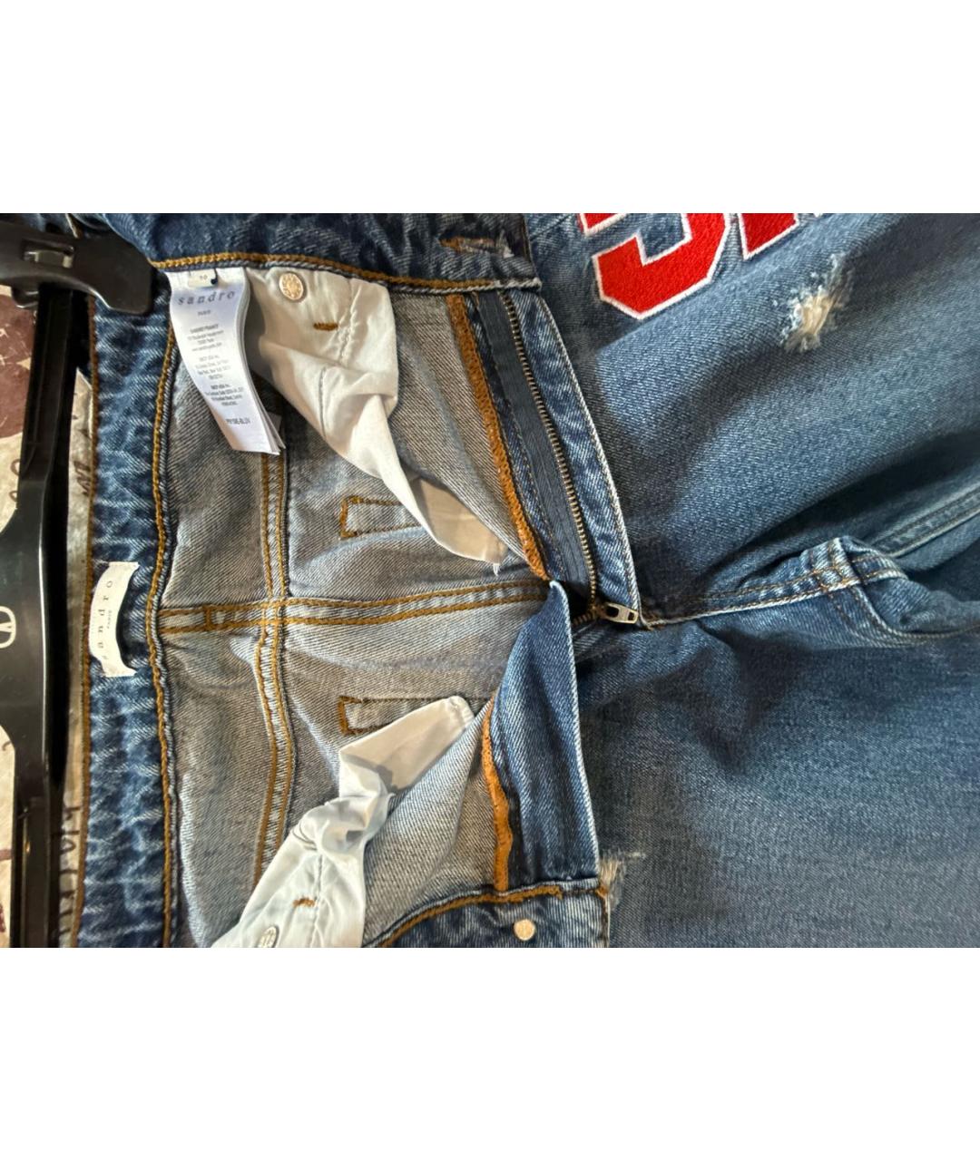 SANDRO Синие хлопковые джинсы слим, фото 3