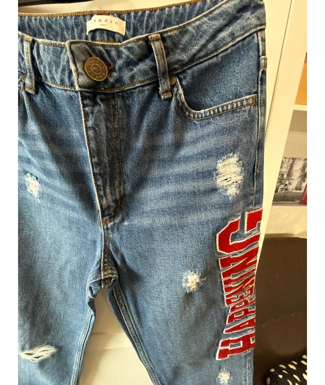 SANDRO Синие хлопковые джинсы слим, фото 4