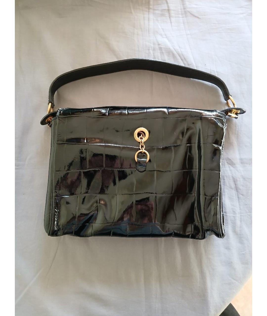 SAINT LAURENT Черная сумка с короткими ручками из лакированной кожи, фото 6