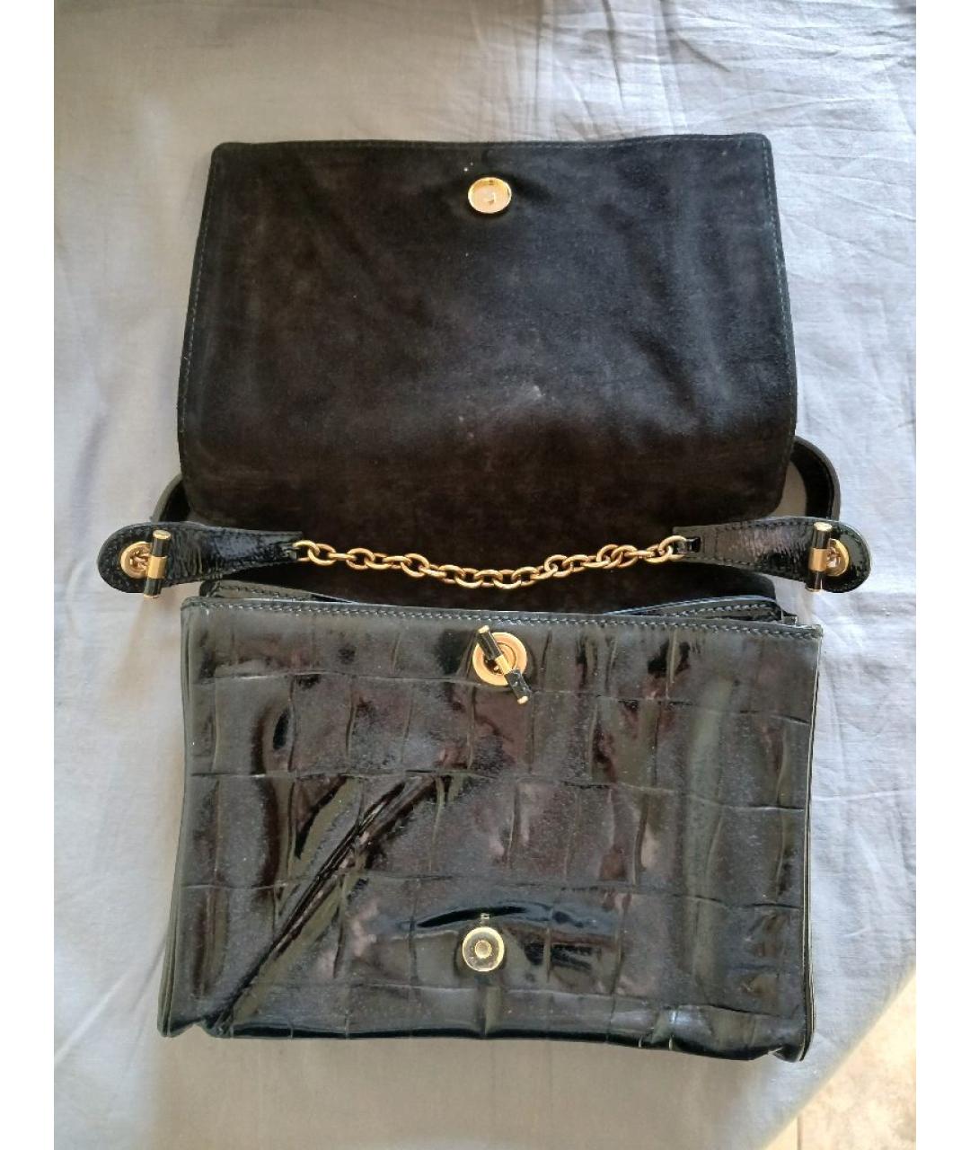 SAINT LAURENT Черная сумка с короткими ручками из лакированной кожи, фото 3