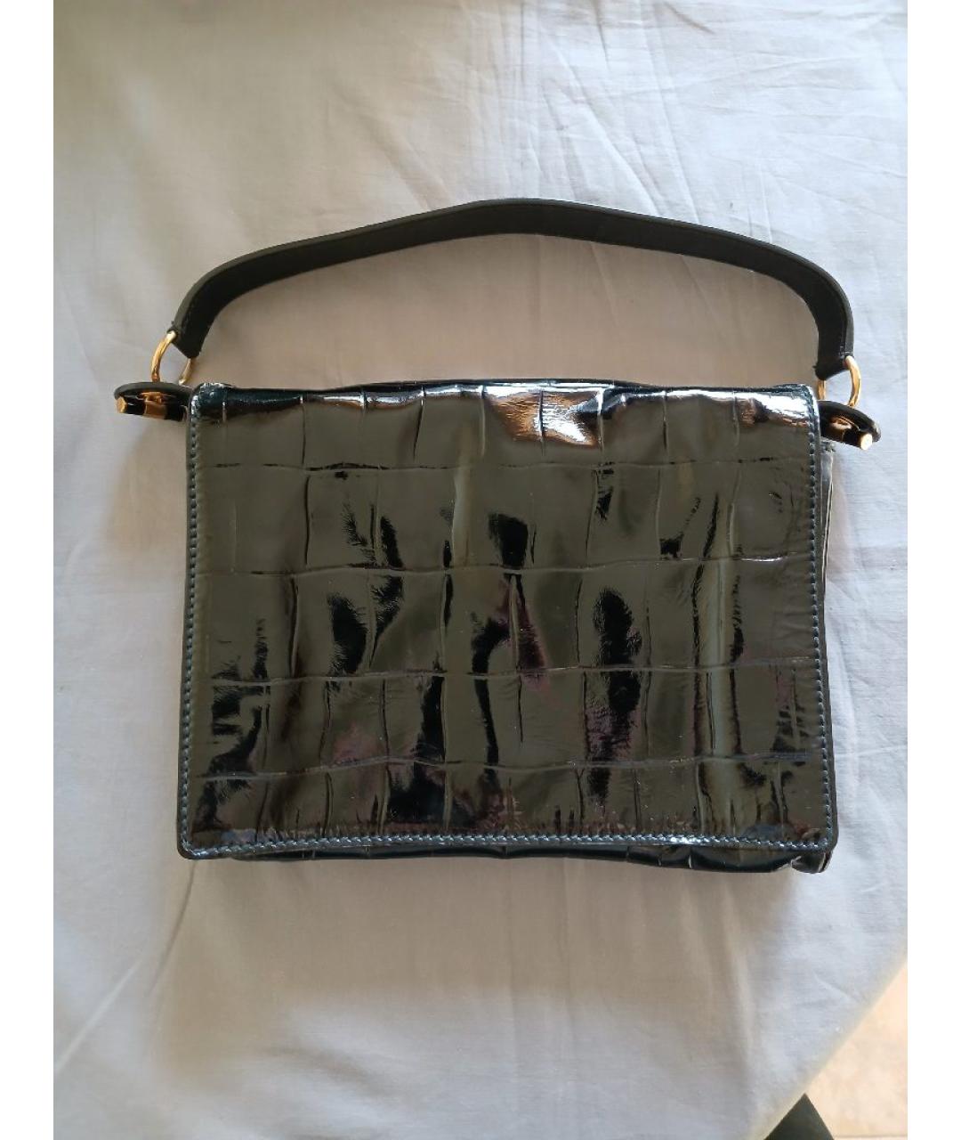 SAINT LAURENT Черная сумка с короткими ручками из лакированной кожи, фото 2