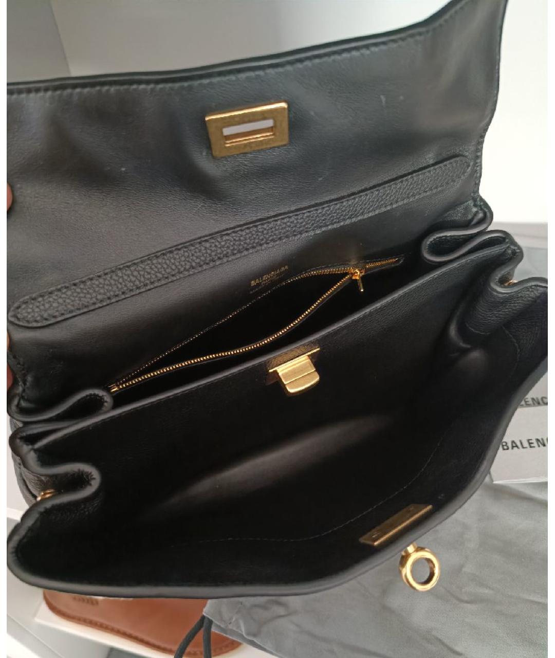 BALENCIAGA Черная кожаная сумка через плечо, фото 4
