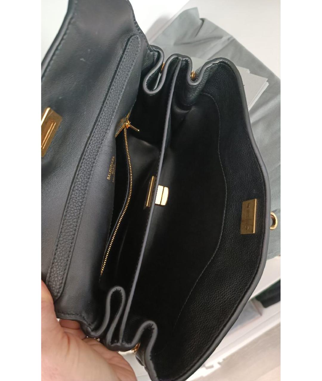 BALENCIAGA Черная кожаная сумка через плечо, фото 5
