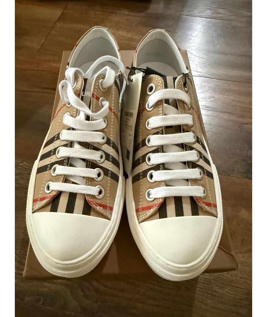 BURBERRY Бежевые текстильные кеды, фото 2