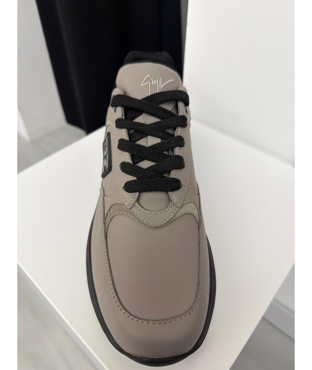 GIUSEPPE ZANOTTI DESIGN Серые кожаные кеды, фото 2