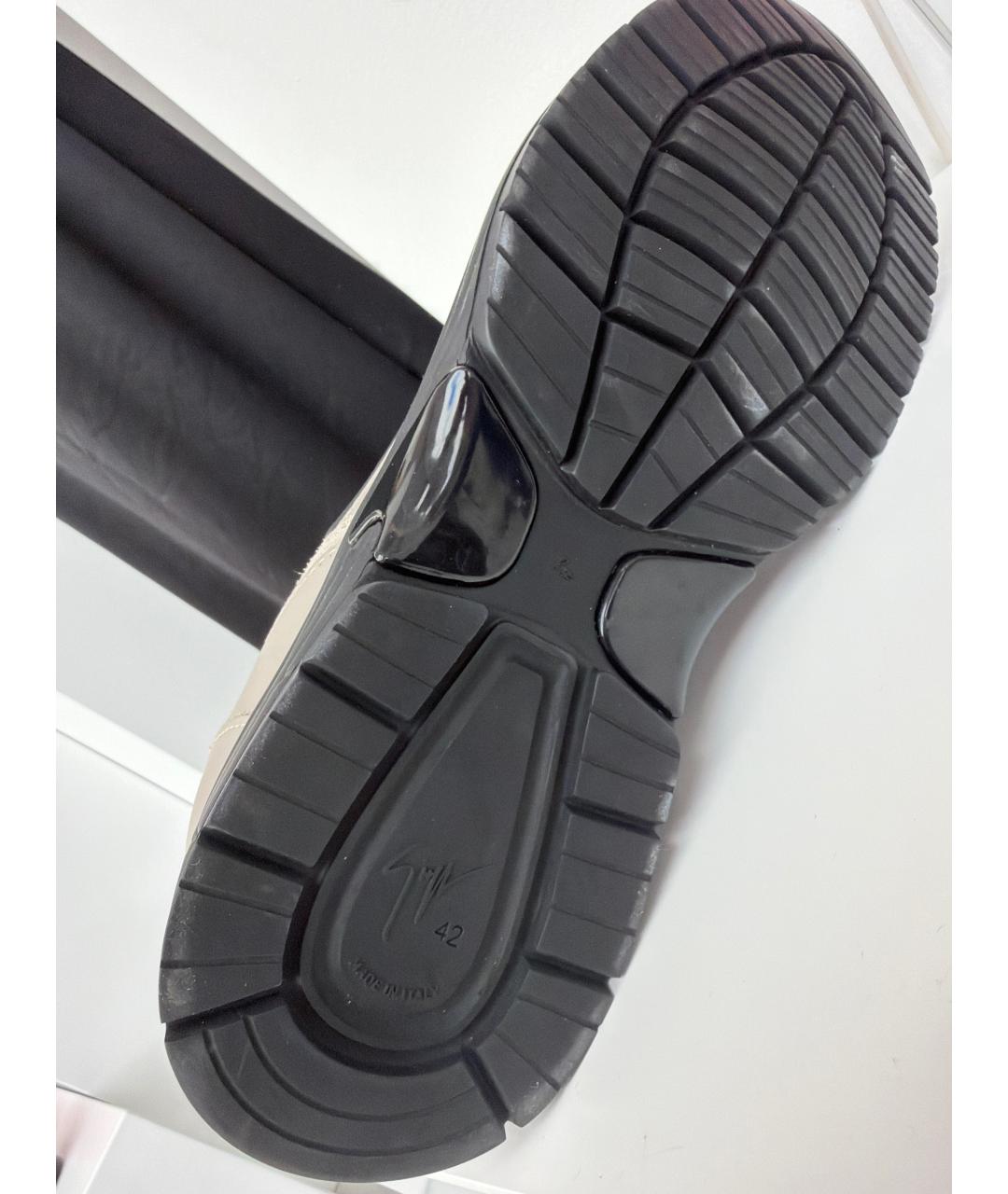 GIUSEPPE ZANOTTI DESIGN Серые кожаные кеды, фото 5