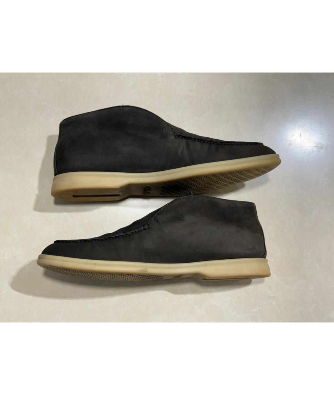 LORO PIANA Серые нубуковые лоферы, фото 6