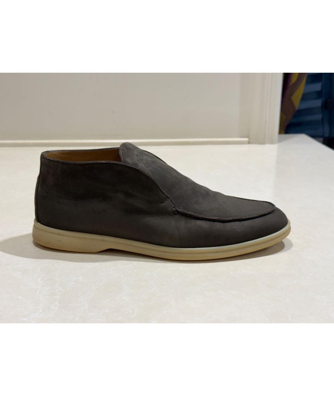 LORO PIANA Серые нубуковые лоферы, фото 9