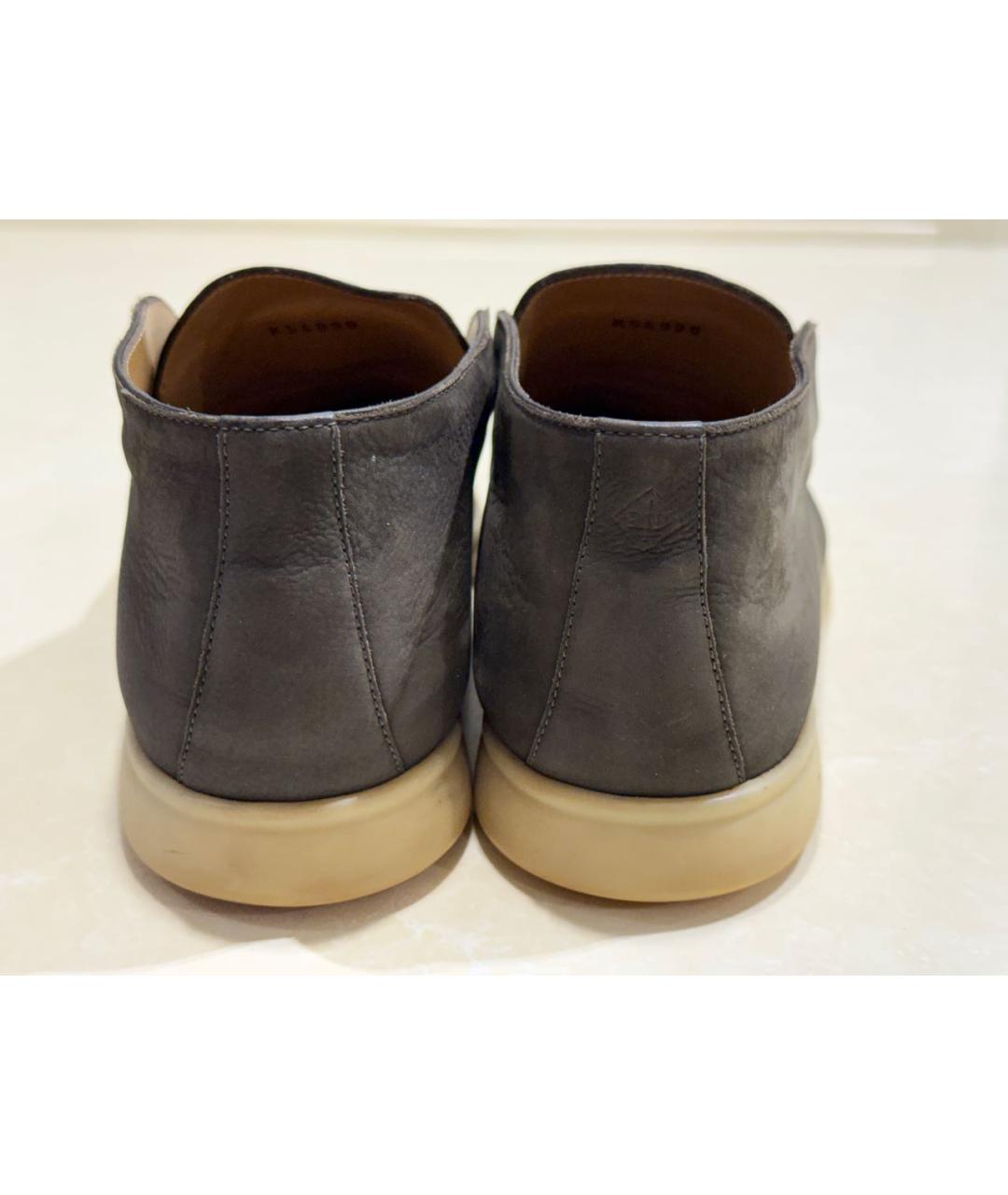 LORO PIANA Серые нубуковые лоферы, фото 4