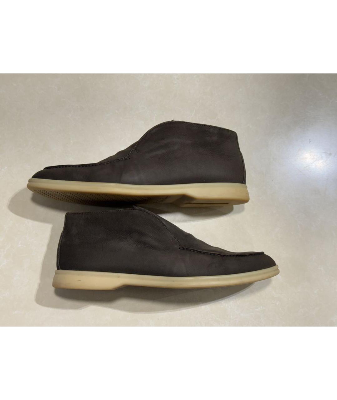 LORO PIANA Серые нубуковые лоферы, фото 7