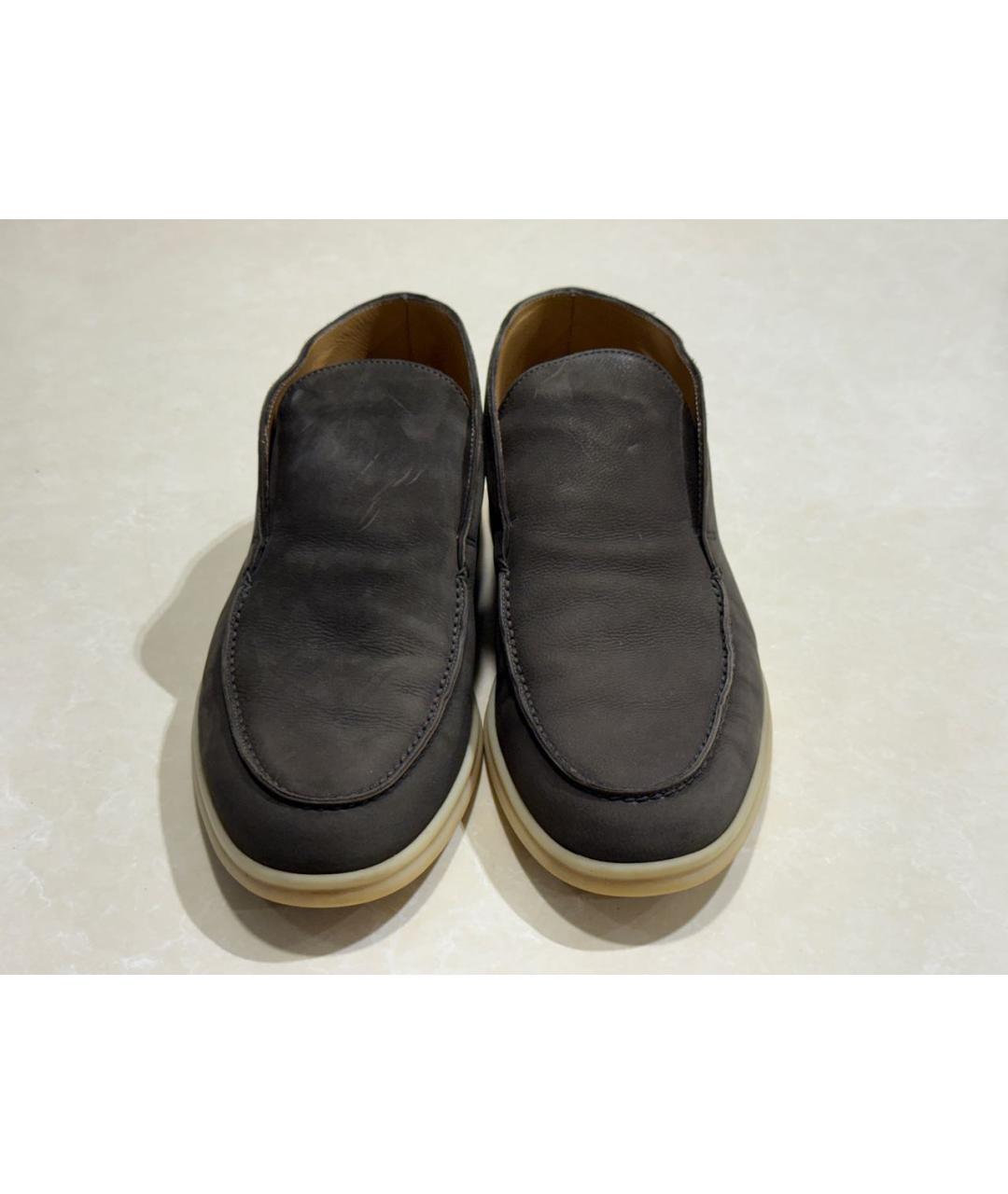 LORO PIANA Серые нубуковые лоферы, фото 2