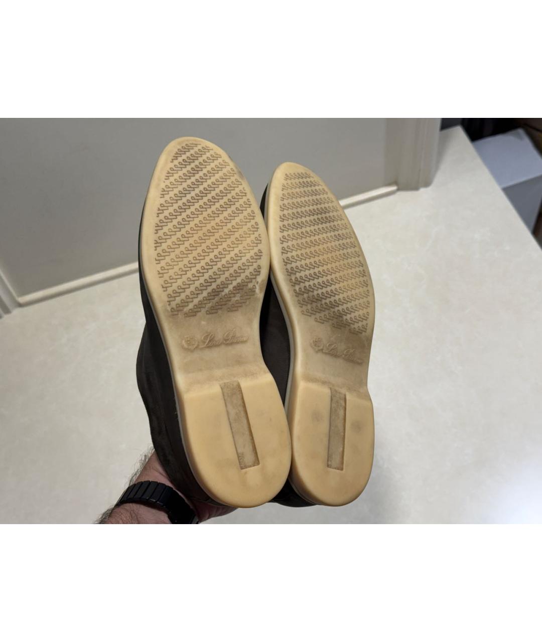 LORO PIANA Серые нубуковые лоферы, фото 5