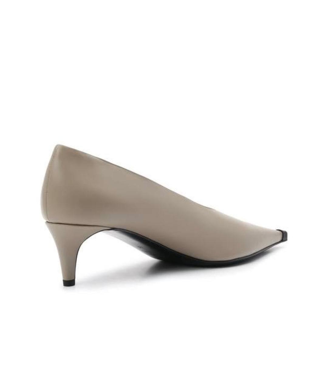 ACNE STUDIOS Бежевые кожаные лодочки на низком каблуке, фото 3