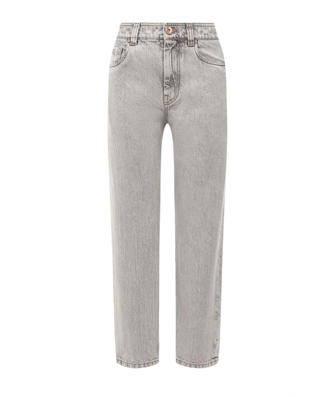 BRUNELLO CUCINELLI Серые хлопковые джинсы слим, фото 9