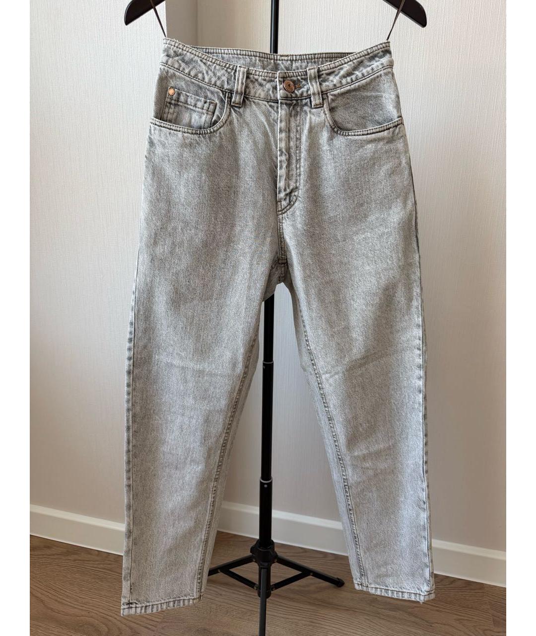 BRUNELLO CUCINELLI Серые хлопковые джинсы слим, фото 2