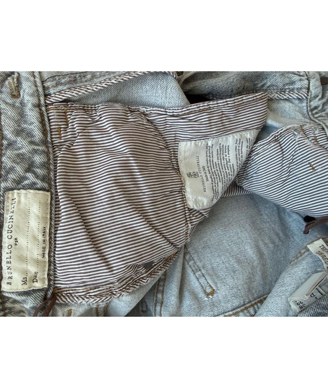 BRUNELLO CUCINELLI Серые хлопковые джинсы слим, фото 5