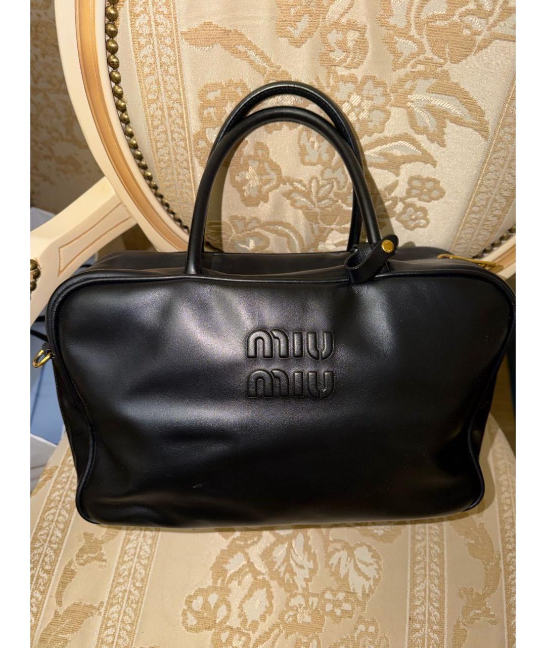 MIU MIU Черная кожаная сумка с короткими ручками, фото 4